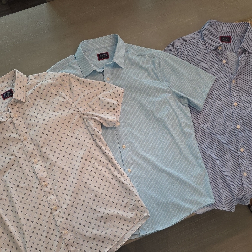 UNTUCKit Short Sleeve Shirts - White, Light Blue, and Blue Patterns